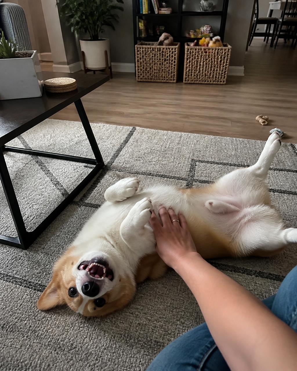Belly rubs after playtime